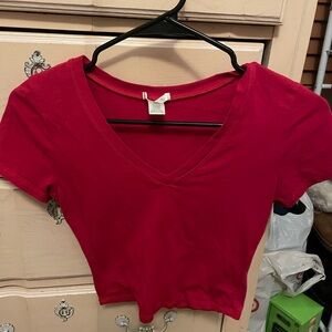 Bozzolo Vibrant Red V-Neck Short Sleeve Top